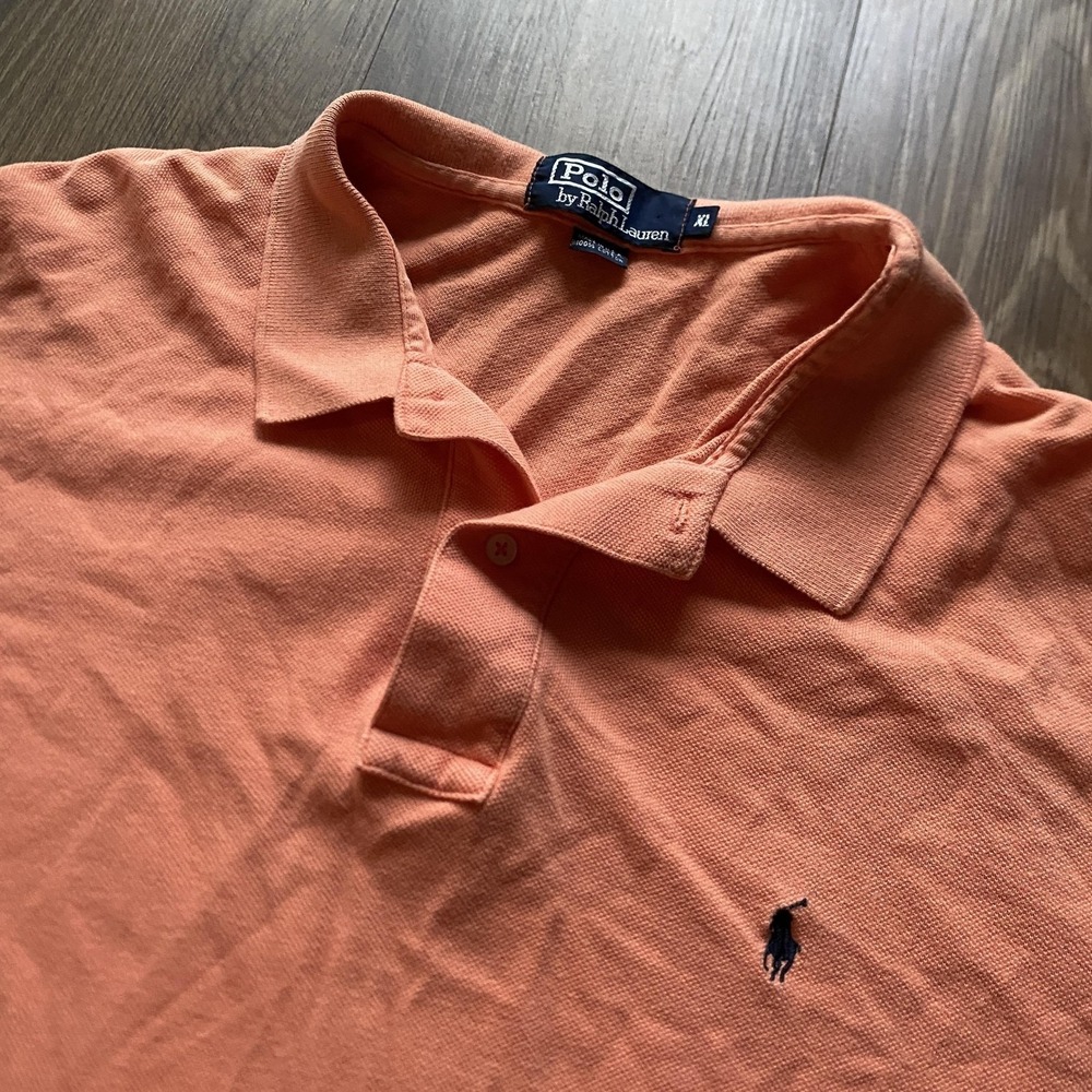 Vintage Polo Ralph Lauren Polo Shirt Mens XL Orange Made USA Pony Logo 90s
